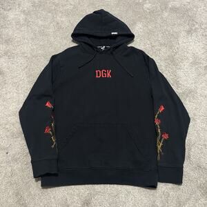 DGK Jason Voorhees Ruthless Black Skate Hoodie Size Large Roses Friday 13th